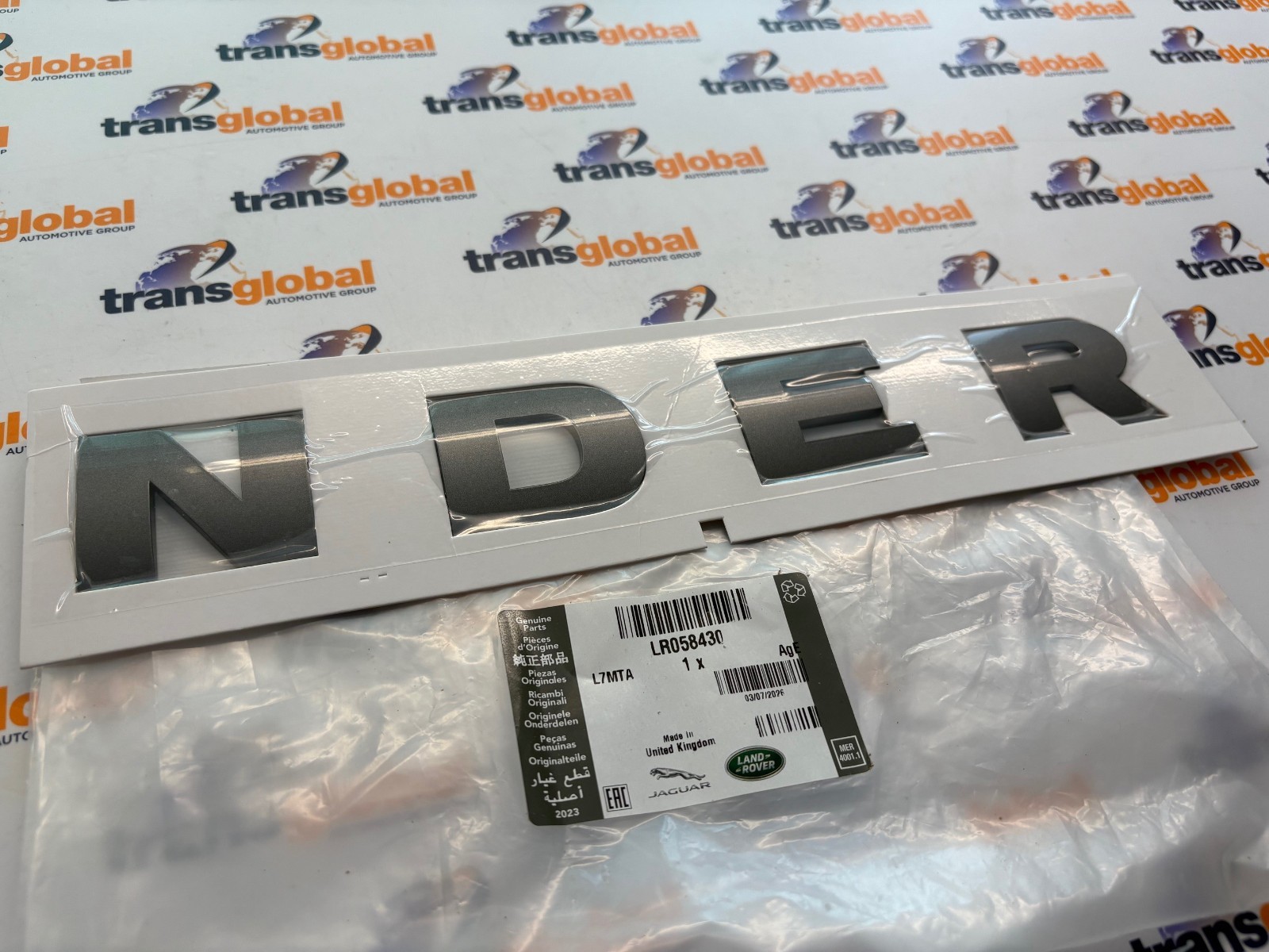 Front ENDER Decal Brunel Grey for Defender models 07-16 LR058430 Genuine LR - Image 3