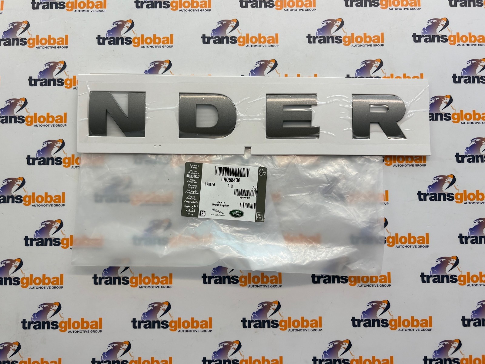 Front ENDER Decal Brunel Grey for Defender models 07-16 LR058430 Genuine LR