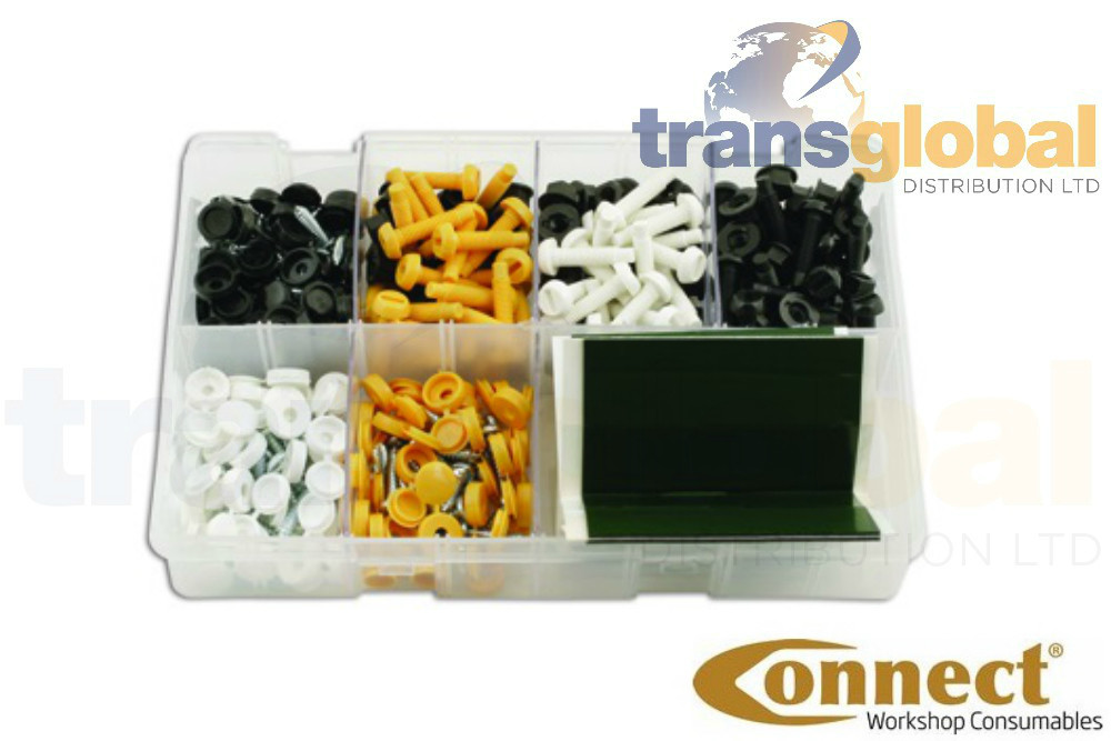 Assorted Vehicle Number Plate Fixings & Adhesive Pads - Pack of 320 - Connect